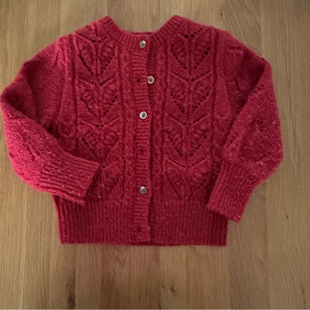Monoprix  Monsoon Red Cable Knit Cardigan Sweater 4T